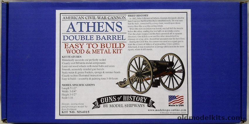 Model Shipways 1/16 Athens Double Barrel Cannon, MS4015 plastic model kit